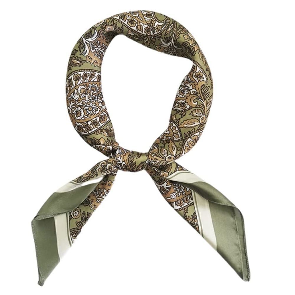 Paisley Green Silky Scarf  